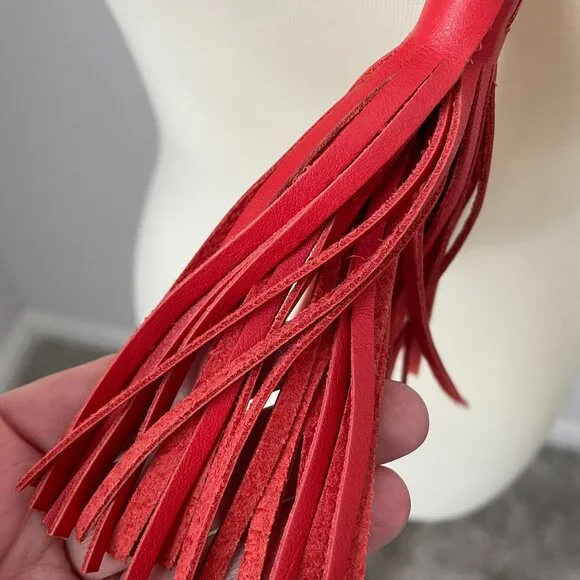 Thacker Nolita ring handle leather clutch orange cocktail tassel wristlet - Picture 2 of 8